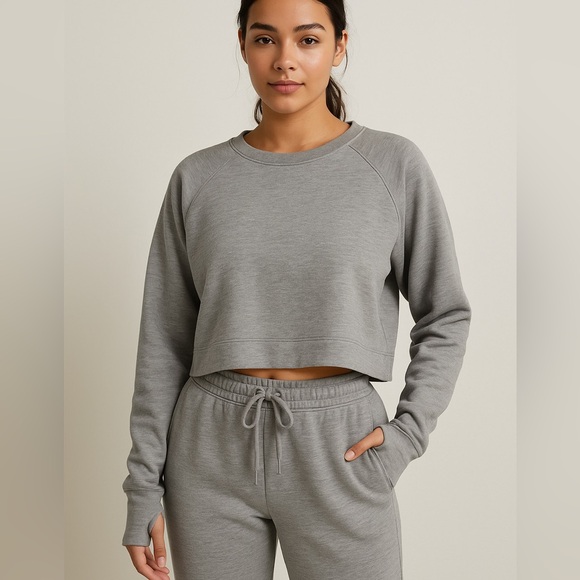 Sweaty Betty Gray Cropped Sweatshirt Women’s Size L | Athletic Lounge Pullover - Picture 1 of 11